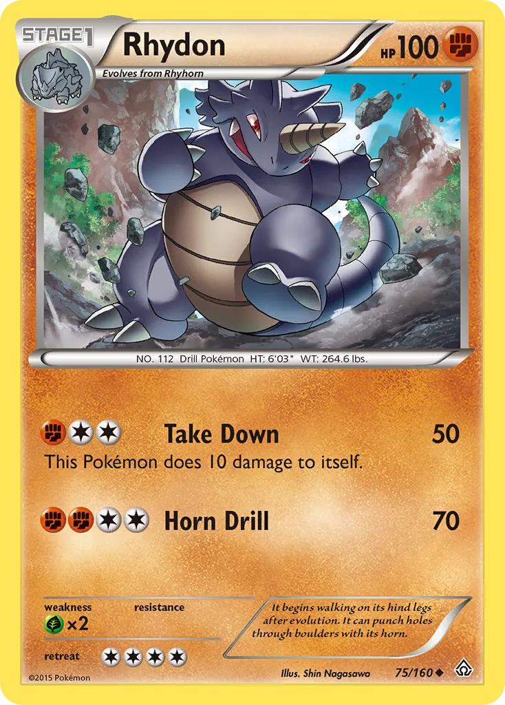 2015 Primal Clash Rhydon Uncommon #075/160 Uncommon card image