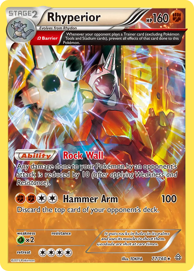 2015 Primal Clash Rhyperior Rare #076/160 Rare card image
