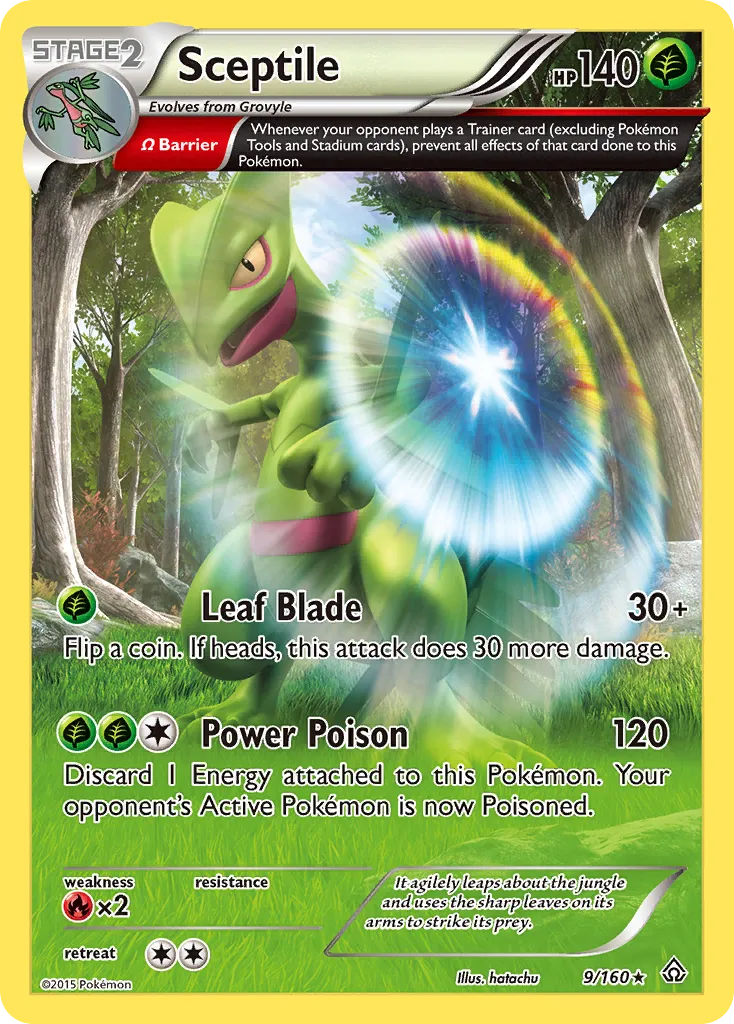 2015 Primal Clash Sceptile #009/160 Rare Holo card image