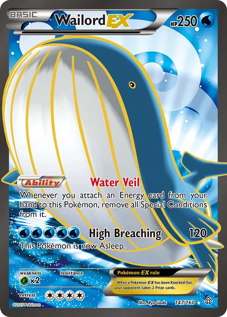 2015 Primal Clash Wailord-EX #147/160 Rare Ultra card image