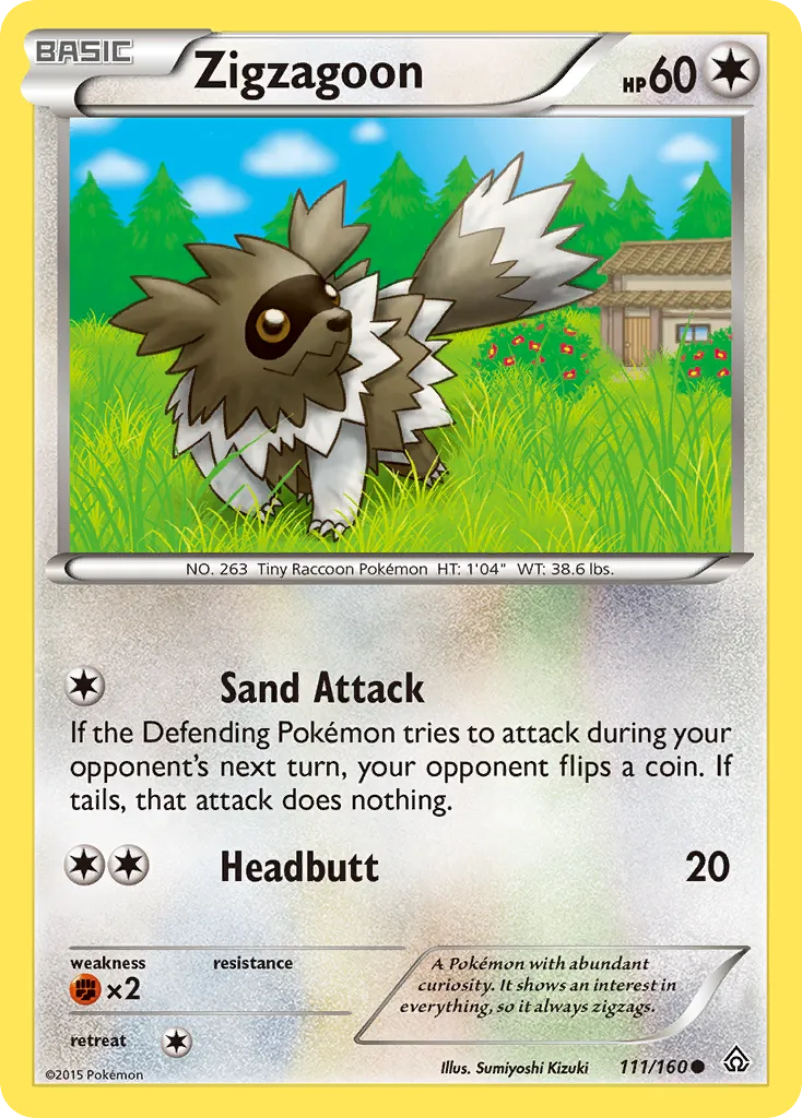 2015 Primal Clash Zigzagoon Common #111/160 Common card image