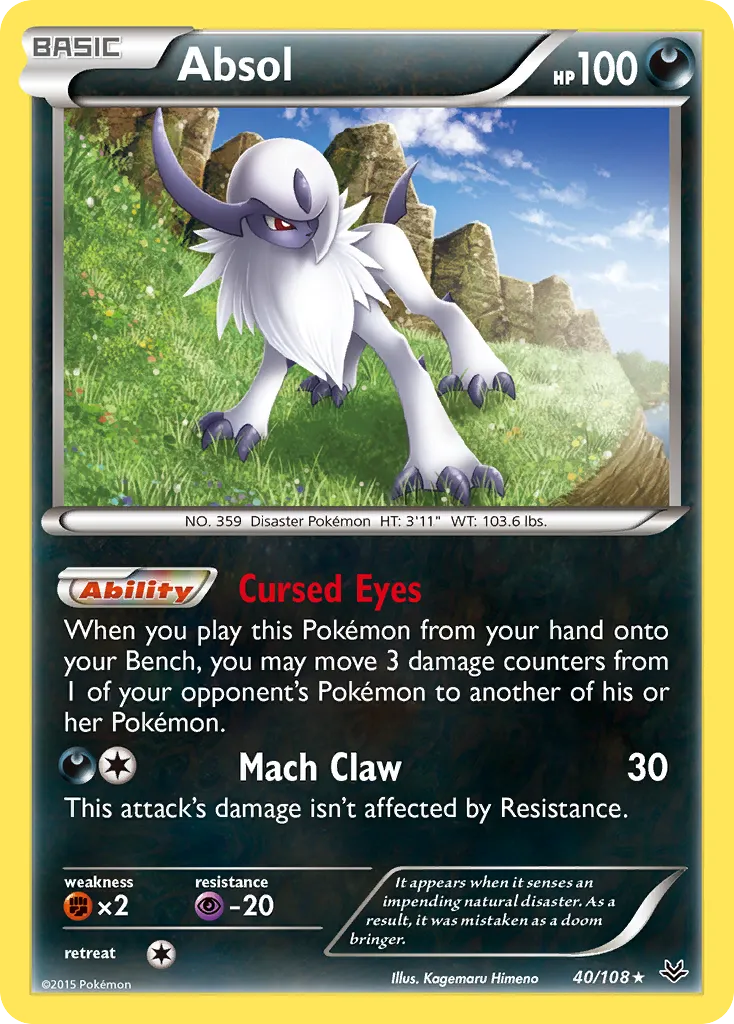 2015 Roaring Skies Absol #040/108 Rare Holo card image