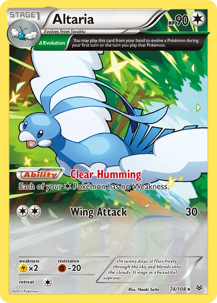 2015 Roaring Skies Altaria #074/108 Rare card image