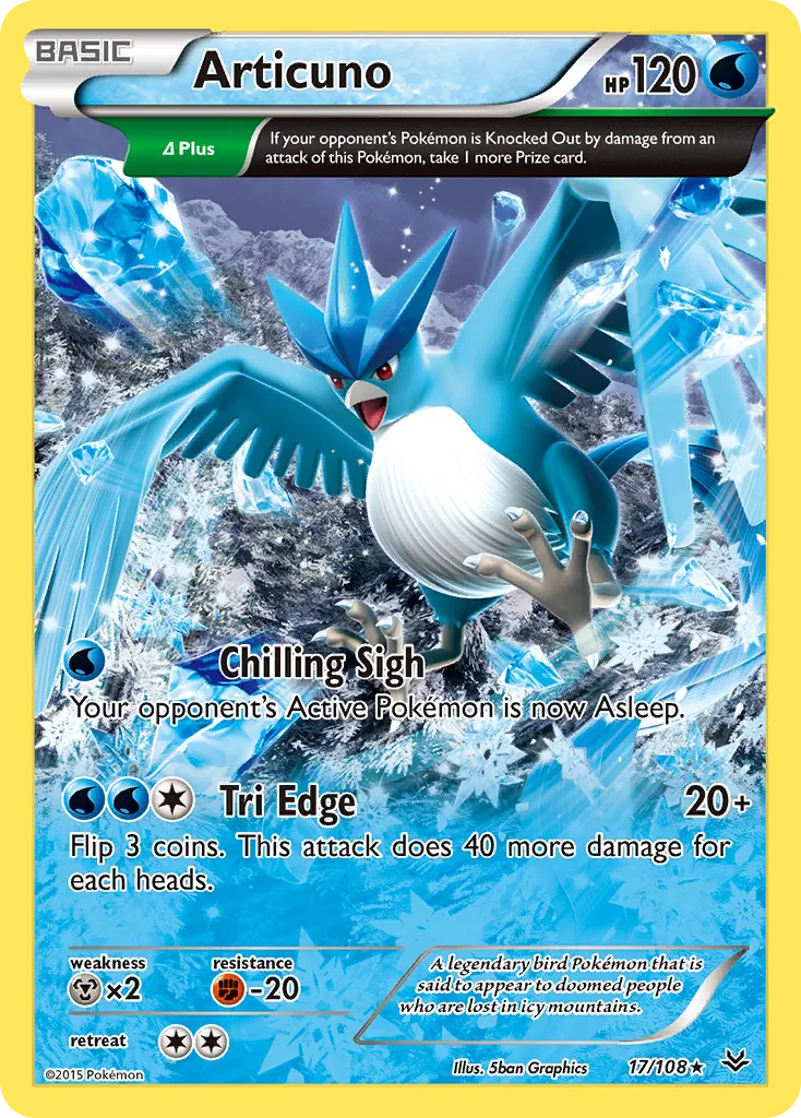 2015 Roaring Skies Articuno #017/108 Rare card image