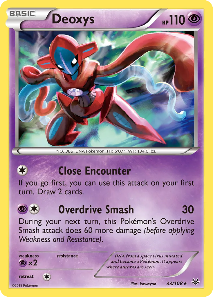 2015 Roaring Skies Deoxys #033/108 Rare Holo card image