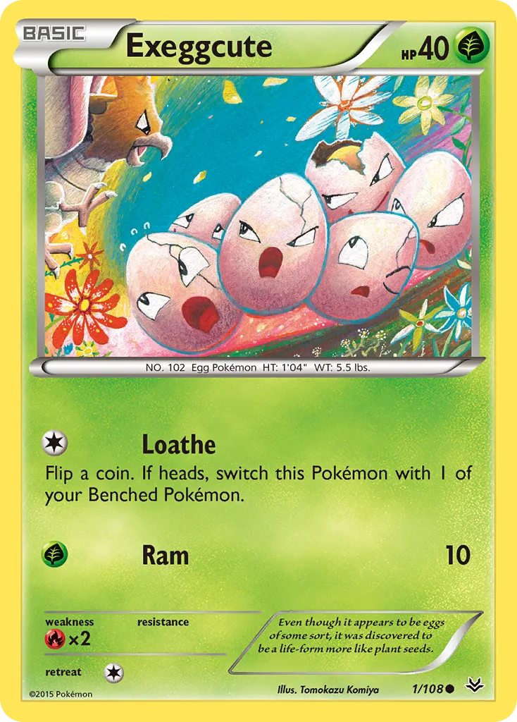 2015 Roaring Skies Exeggcute Common #001/108 Common card image