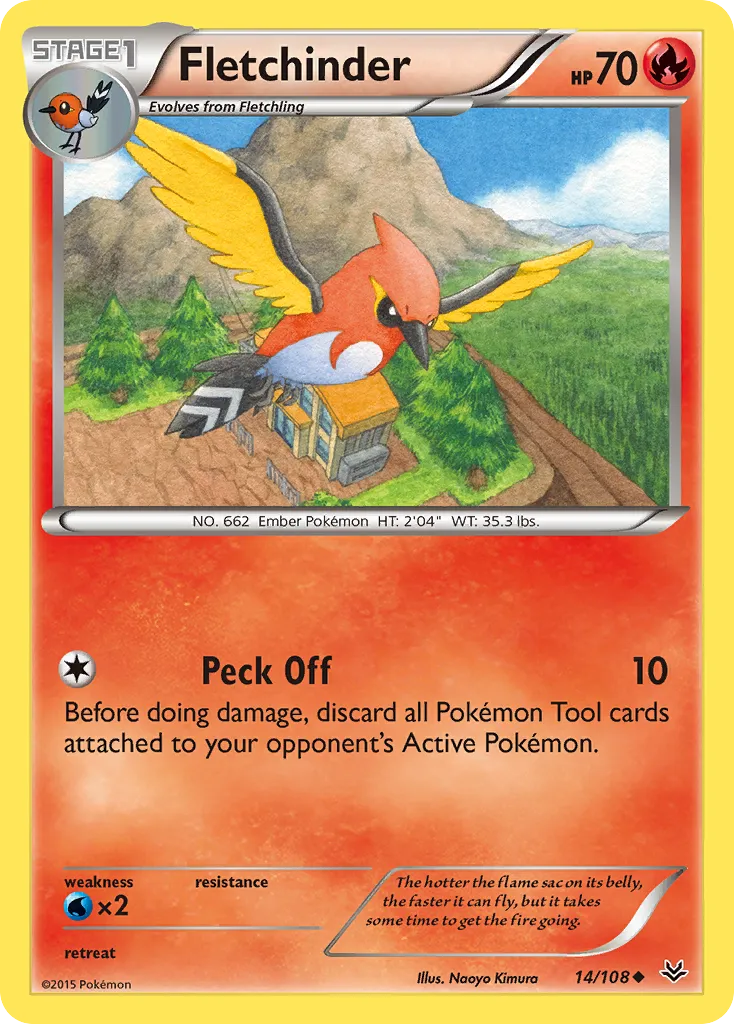 2015 Roaring Skies Fletchinder #014/108 Uncommon card image