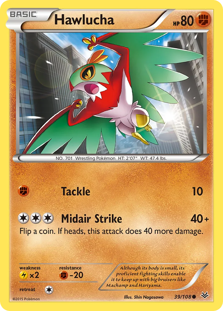 2015 Roaring Skies Hawlucha #039/108 Common card image