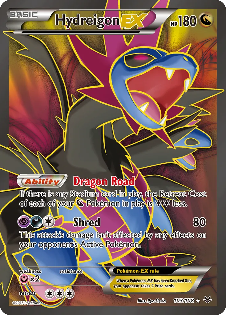 2015 Roaring Skies Hydreigon-EX #062/108 Rare Holo EX card image