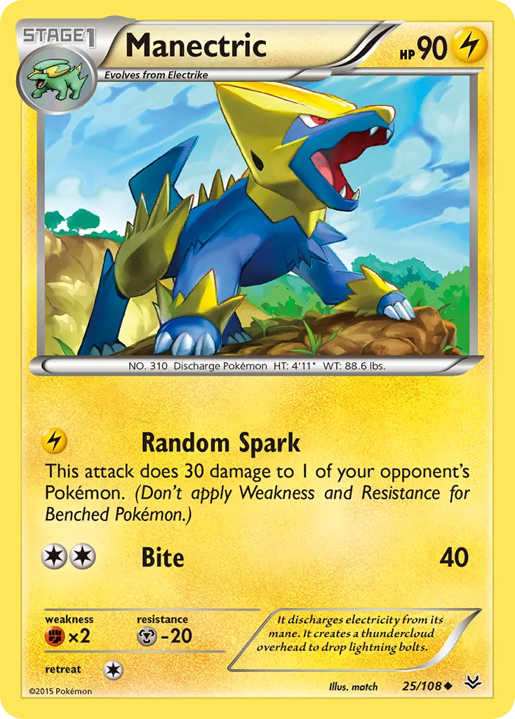 2015 Roaring Skies Manectric #025/108 Uncommon card image