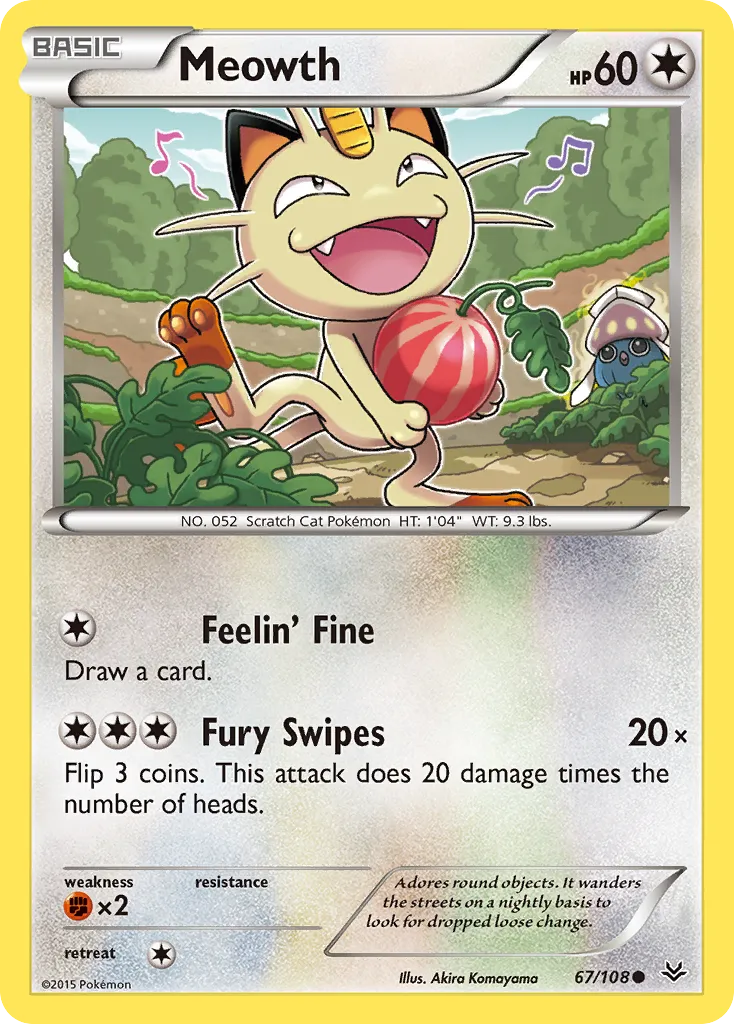 2015 Roaring Skies Meowth Common #067/108 Common card image