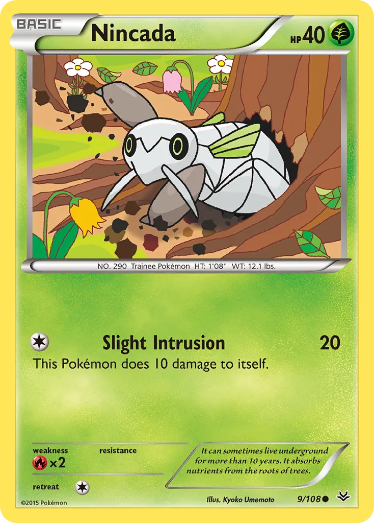 2015 Roaring Skies Nincada Common #009/108 Common card image