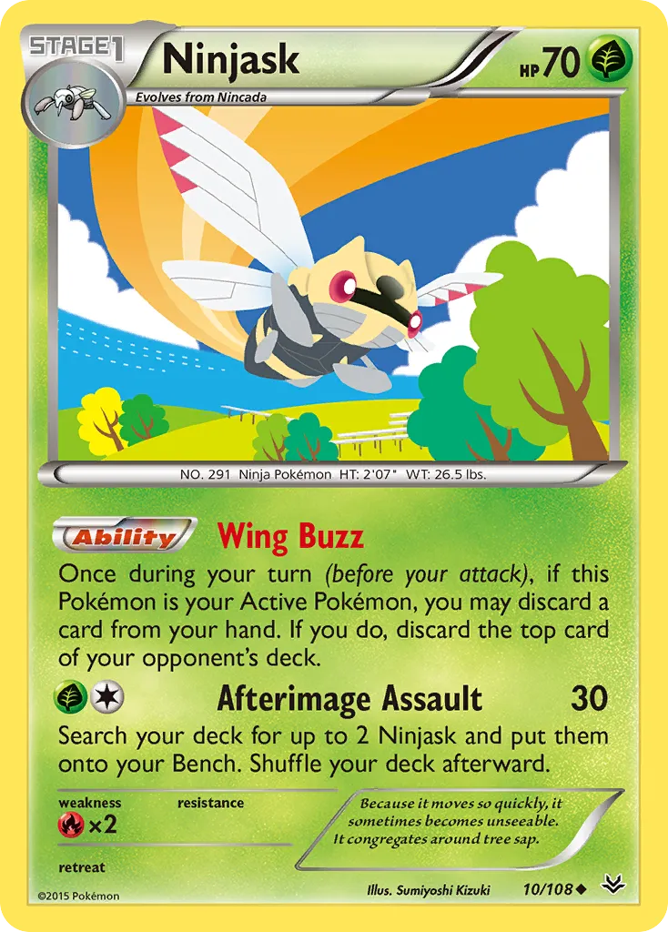 2015 Roaring Skies Ninjask Uncommon #010/108 Uncommon card image
