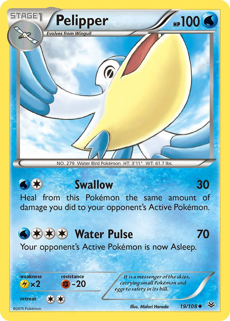 2015 Roaring Skies Pelipper #019/108 Uncommon card image