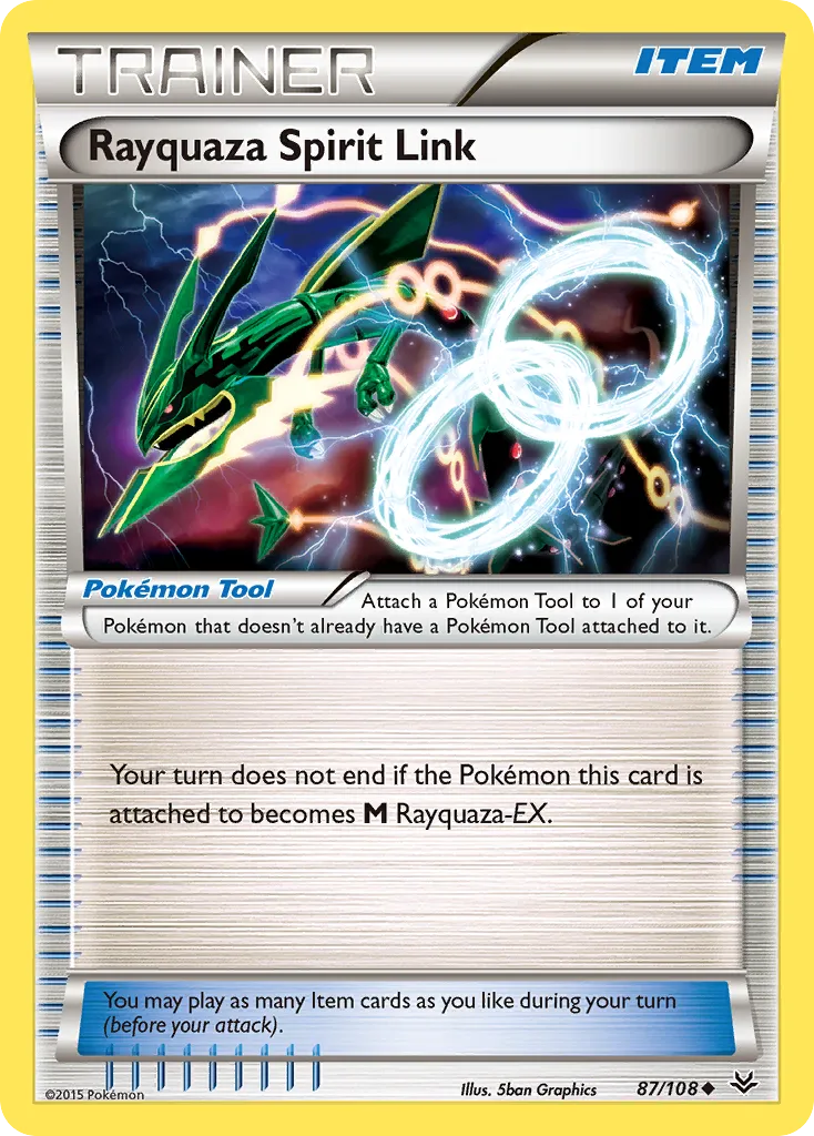 2015 Roaring Skies Rayquaza Spirit Link #087/108 Uncommon card image
