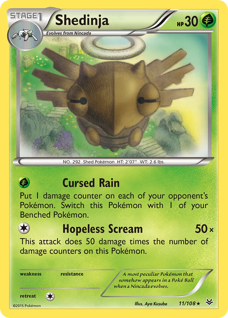 2015 Roaring Skies Shedinja #011/108 Rare card image