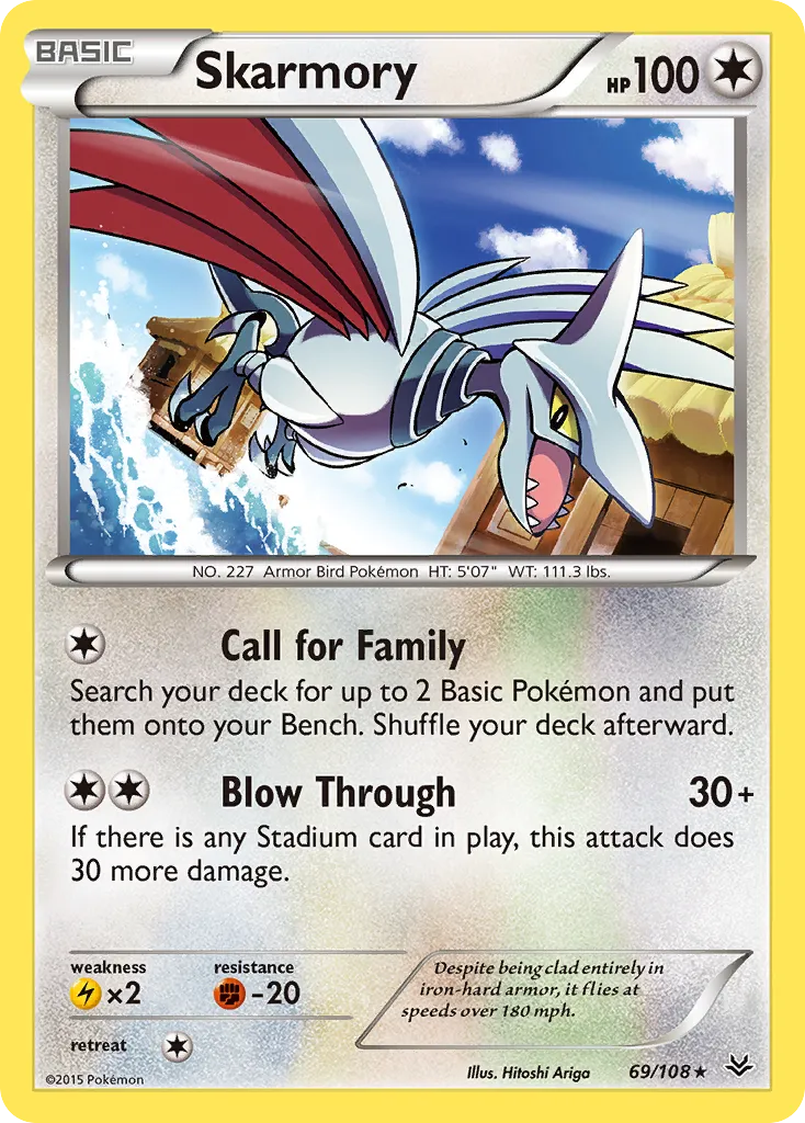 2015 Roaring Skies Skarmory #069/108 Rare card image