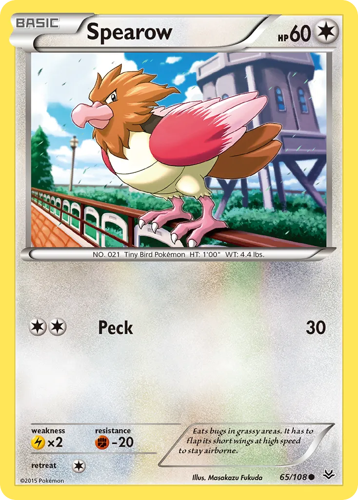 2015 Roaring Skies Spearow Common #065/108 Common card image