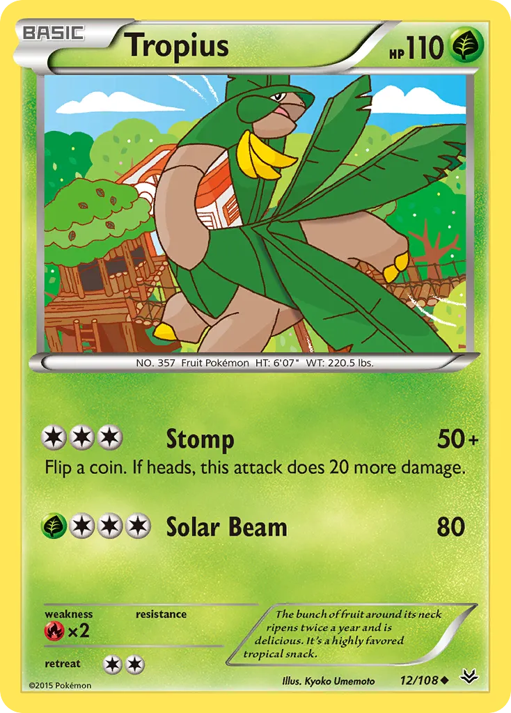 2015 Roaring Skies Tropius #012/108 Uncommon card image