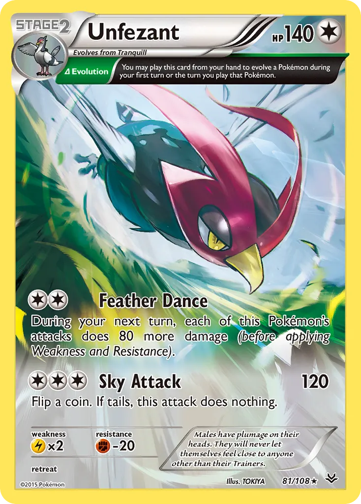 2015 Roaring Skies Unfezant #080/108 Uncommon card image