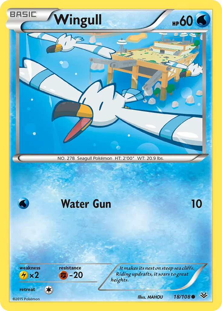 2015 Roaring Skies Wingull Common #018/108 Common card image