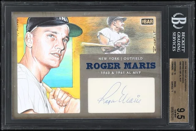 2015 The Bar Cut Autographs 1960 and 1961 AL MVP Roger Maris #TBRM02 card image