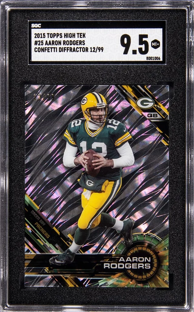 2015 Topps Aaron Rodgers High Tek Confetti Diffractor #25 card image