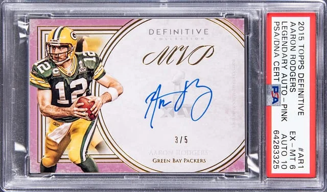2015 Topps Aaron Rodgers Definitive Collection Legendary Autographs Pink #AR1 card image