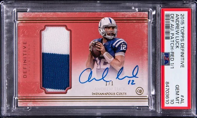 2015 Topps Andrew Luck Definitive Autograph Patch Red #DAP-AL card image