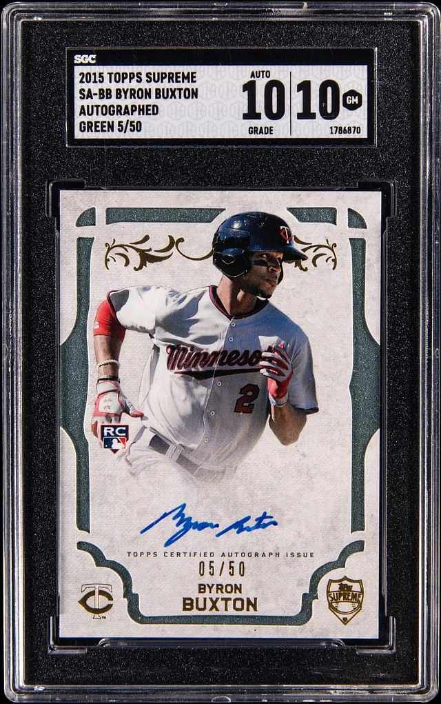 2015 Topps Byron Buxton Supreme Autograph Green #SA-BB card image