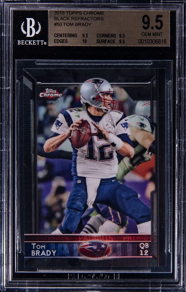 2015 Topps Chrome Black Tom Brady Refractor #50 card image