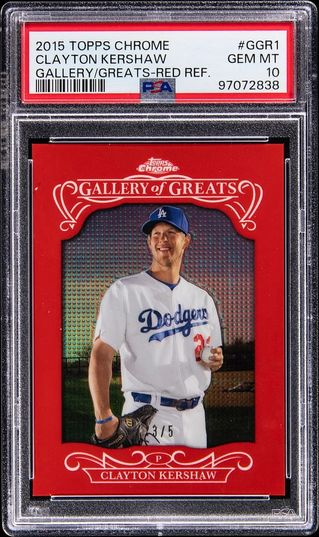 2015 Topps Chrome Clayton Kershaw Gallery of Greats Red Refractor #GGR-01 card image