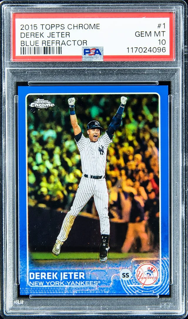 2015 Topps Chrome Derek Jeter Blue Refractor #1 card image