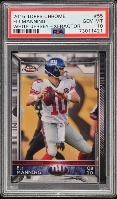 2015 Topps Chrome Eli Manning, White Xfractor #55 card image