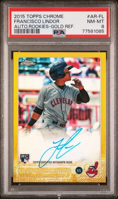 2015 Topps Chrome Fransisco Lindor Autograph Rookies Gold Refractor #AR-FL card image
