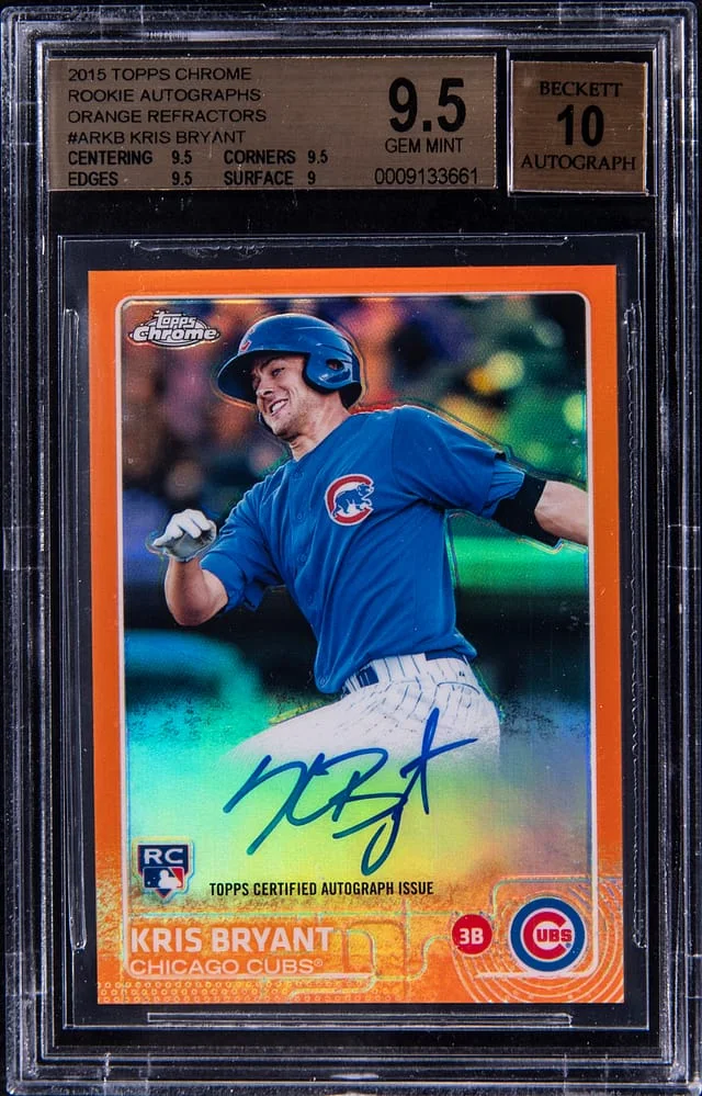 2015 Topps Chrome Kris Bryant Blue Refractor #AR-KB card image