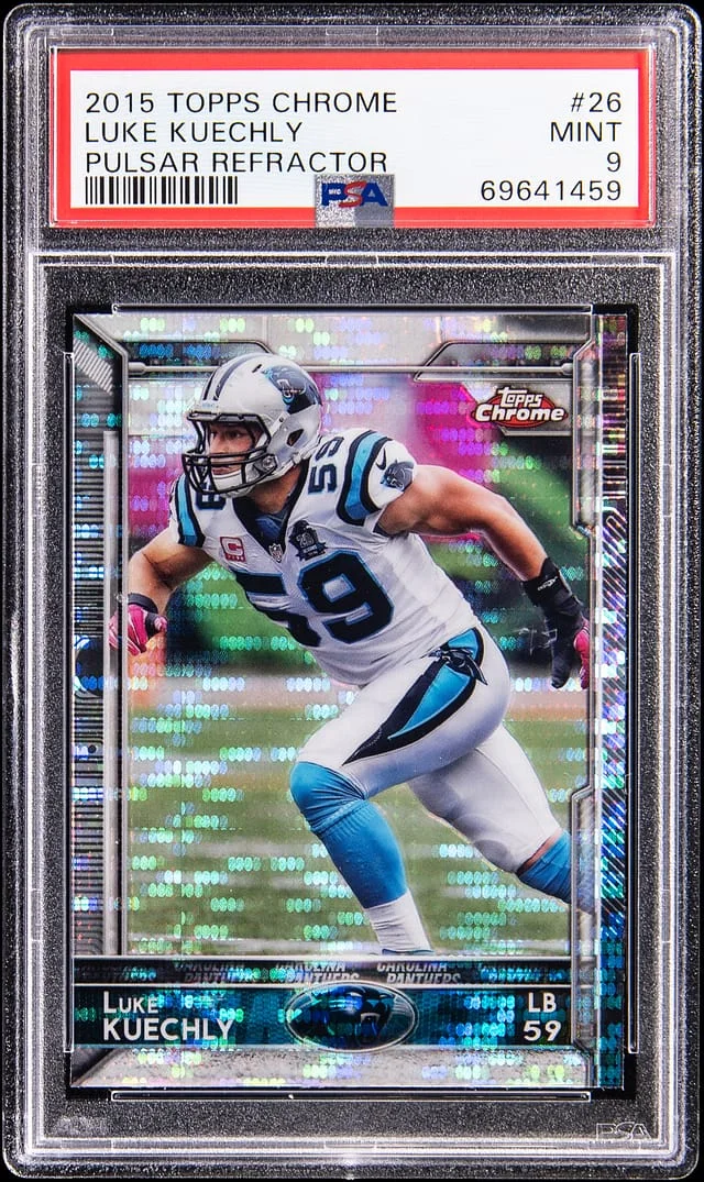 2015 Topps Chrome Luke Kuechly Pulsar Refractor #26 card image