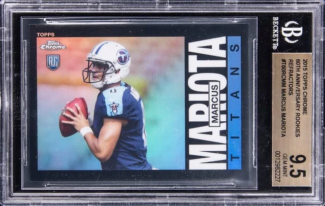 2015 Topps Chrome Marcus Mariota 60th Anniversary Rookies Refractor #T60RC-MM card image