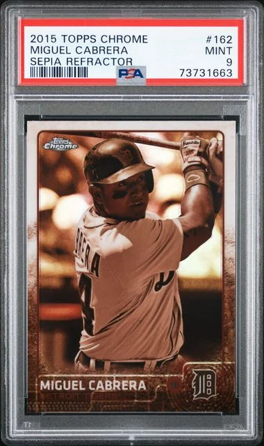 2015 Topps Chrome Miguel Cabrera Sepia Refractor #162 card image
