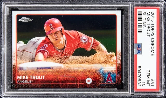 2015 Topps Chrome Mike Trout Sliding #51 card image