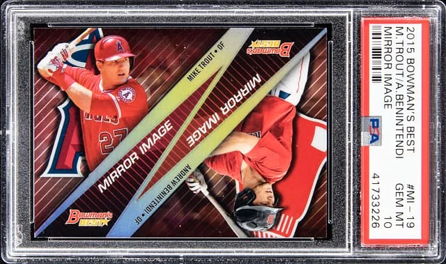 2015 Topps Chrome Mike Trout/Andrew Benintendi Bowman's Best #MI-19 card image