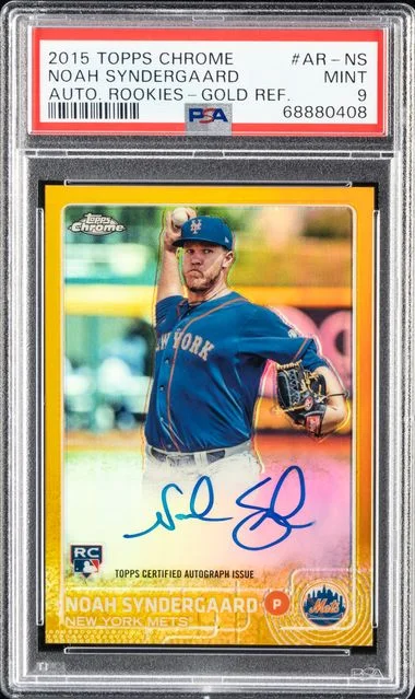 2015 Topps Chrome Noah Syndergaard Autograph Rookies Gold Refractor #AR-NS card image