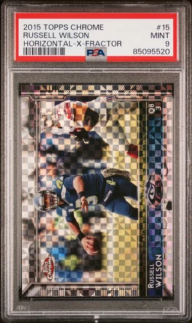 2015 Topps Chrome Russell Wilson Horizontal X-Fractor #15 card image