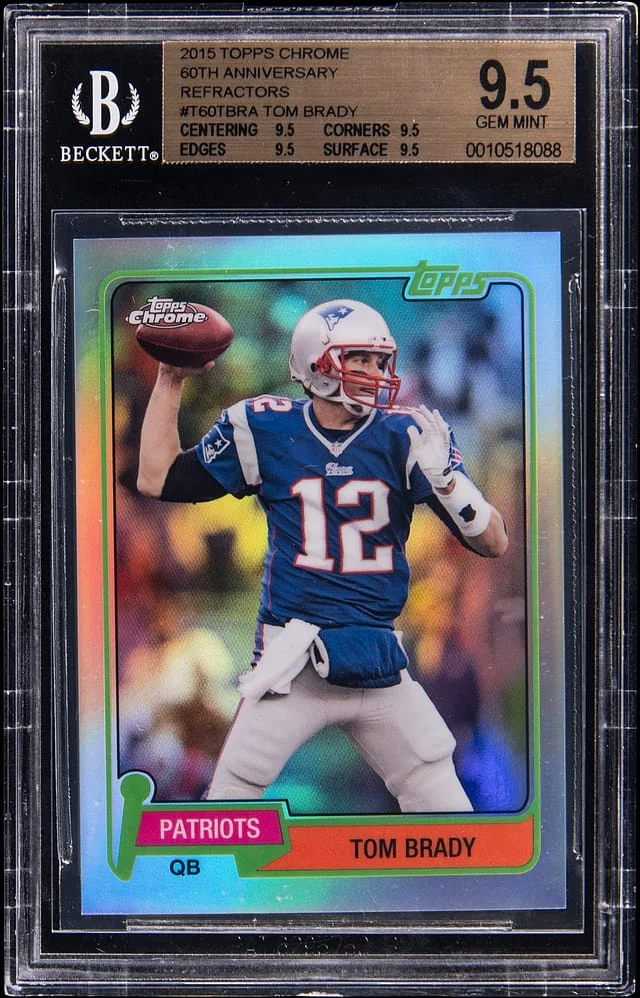 2015 Topps Chrome Tom Brady 60th Anniversary Refractors #T60-TBRA card image