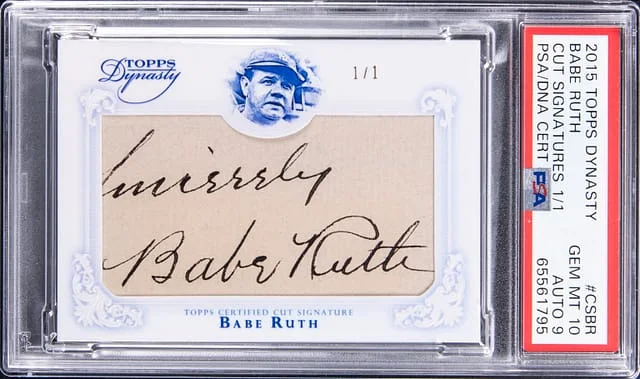 2015 Topps Dynasty Babe Ruth Cut Signatures #CS-BR card image