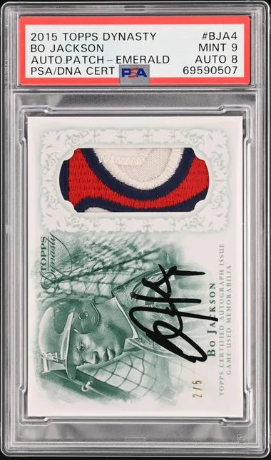 2015 Topps Dynasty Bo Jackson Autograph Patch Emerald #BJA4 card image