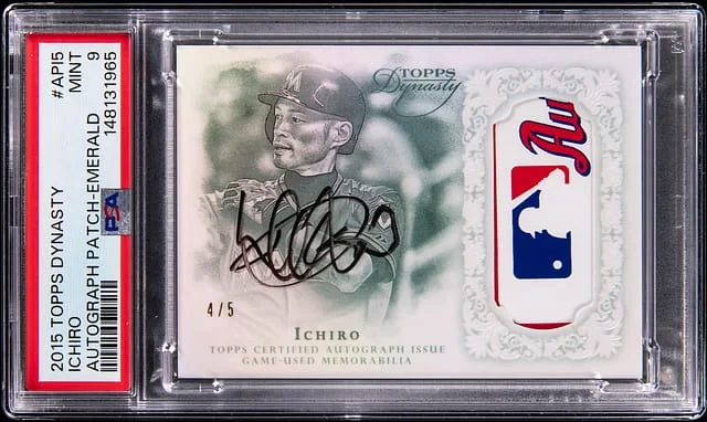 2015 Topps Dynasty Ichiro Suzuki Autograph Patches Emerald #AP-I5 card image