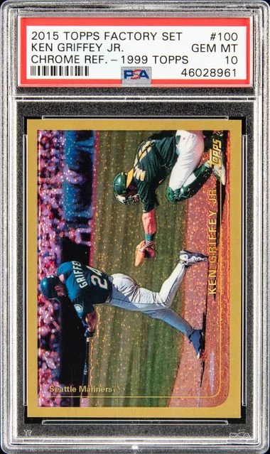 2015 Topps Factory Set Ken Griffey Jr. Chrome Refractor 1999 Topps #100 card image