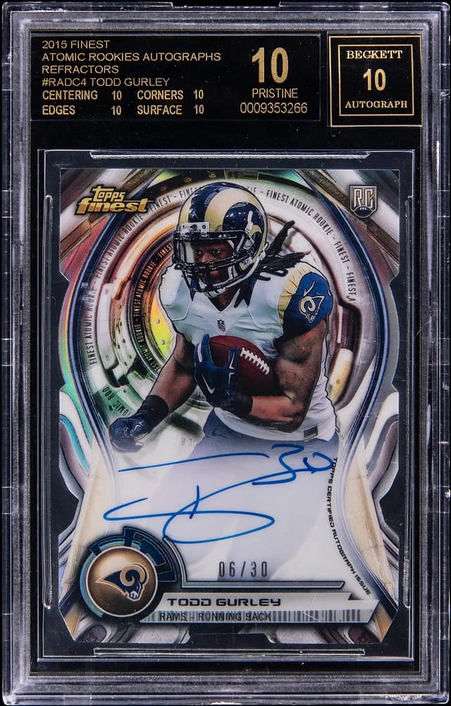 2015 Topps Finest Todd Gurley Atomic Rookies Autographs Refractor #RADC-4 card image