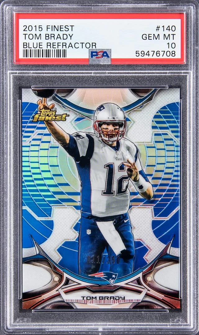 2015 Topps Finest Tom Brady Red Refractor #140 card image
